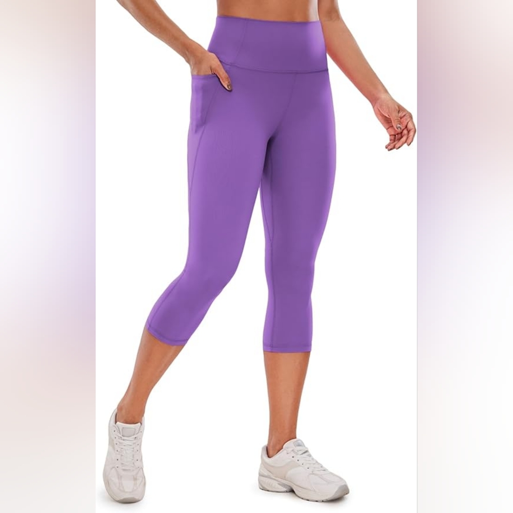 CRZ YOGA Womens Butterluxe Workout Capri Leggings with Pockets